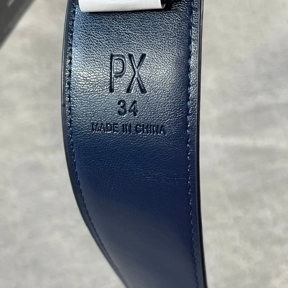 PX Clothing Belt Mens 34 Navy Blue Suede Leather Preppy Golf‎ Office Casual
